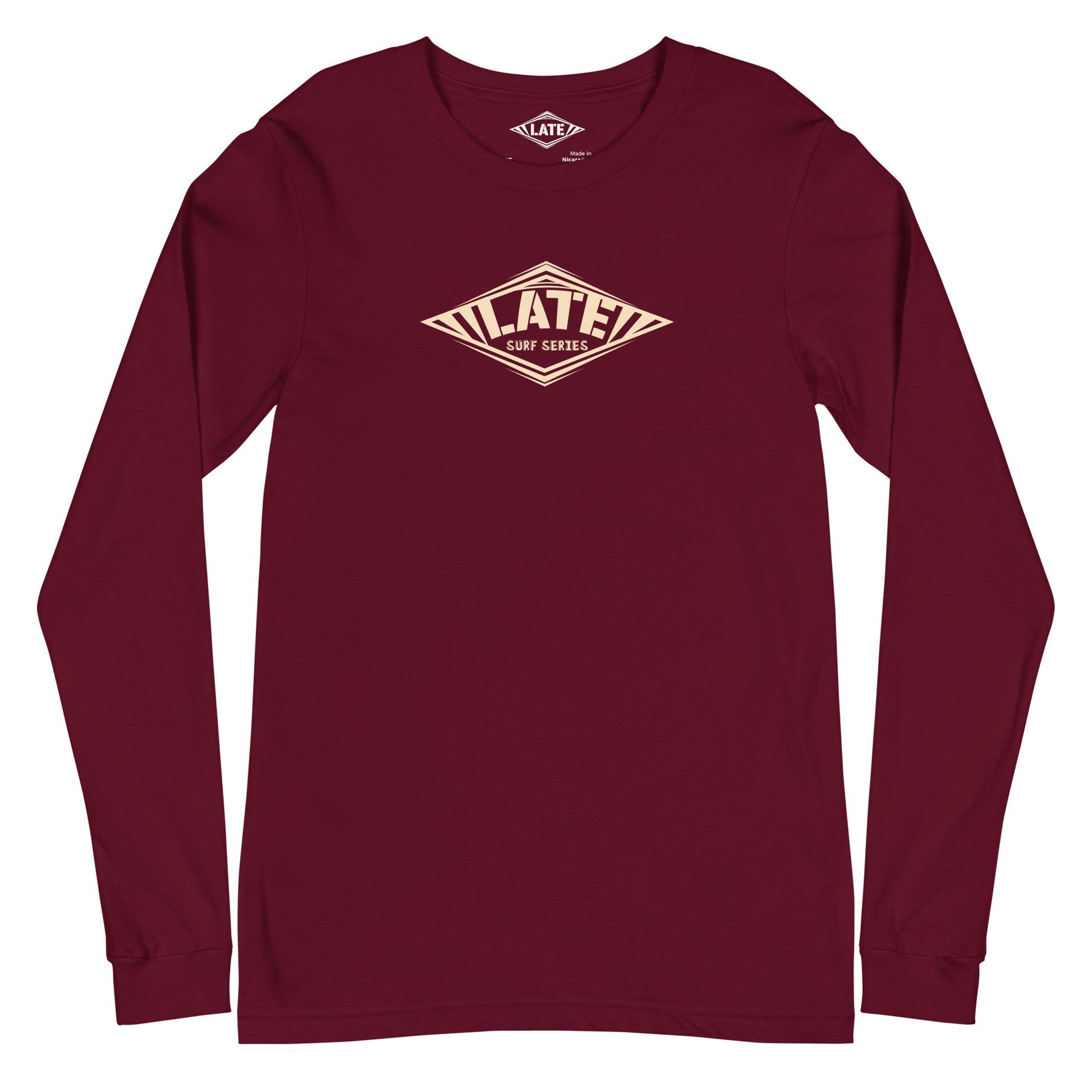 Long Sleeve Surf series Take On The Elements logo Late, unisex, face, couleur bordeaux