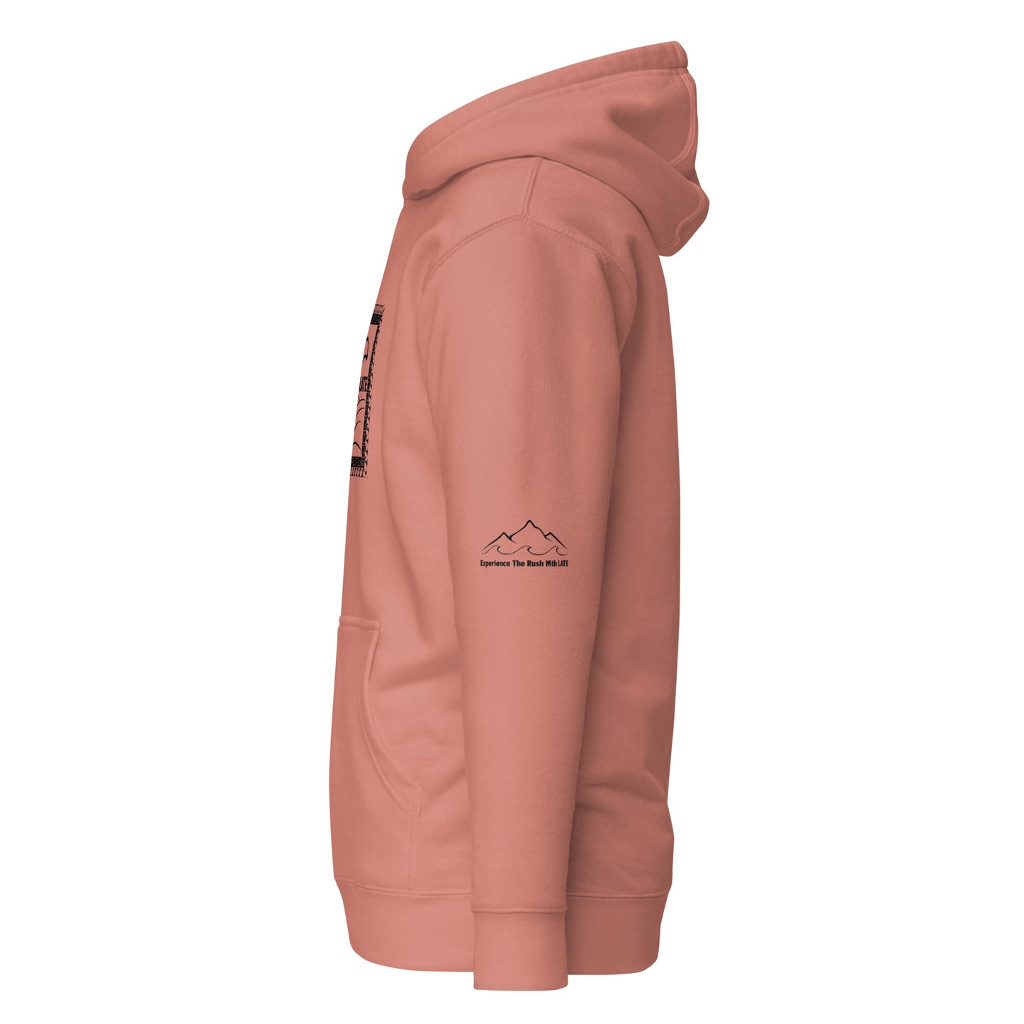Hoodie tricky wave rose vague et sommets sur la manche gauche. Experience the rush with Late.