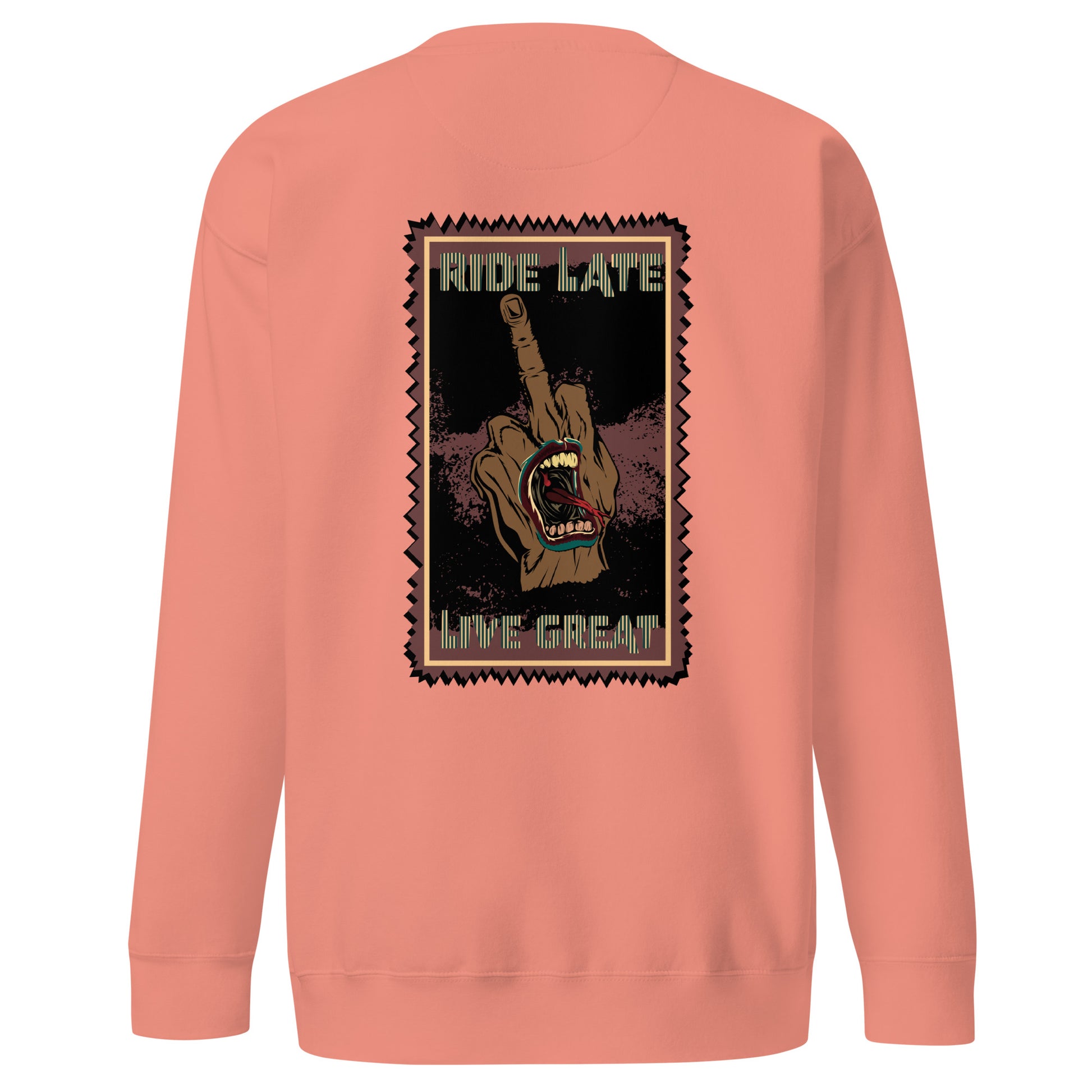 Sweatshirt Ride Late Live Great majeur en l'air style grunge et bouche style santacruz skate sweat unisex des dos couleur rose