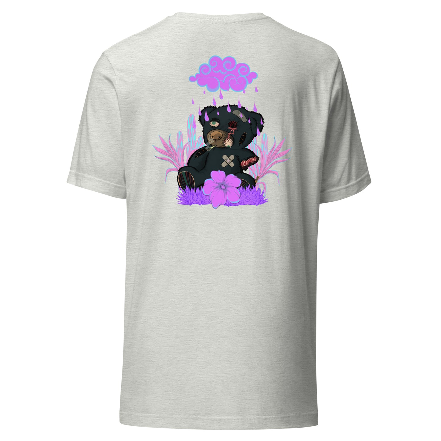 T-Shirt trasher not for kids effet néon weed et motif floral t-shirt de face unisex couleur gris
