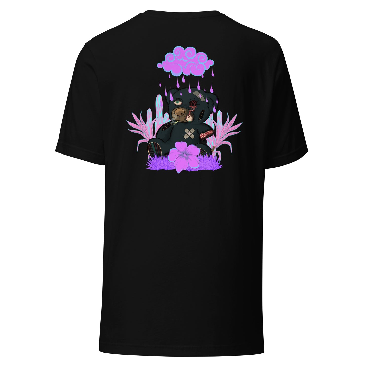 T-Shirt trasher not for kids effet néon weed et motif floral t-shirt de face unisex couleur noir