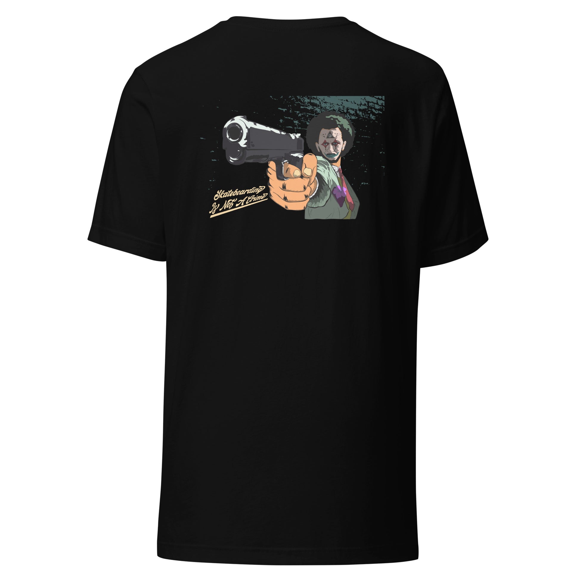 T-Shirt Skateboarding Is Not A Crime design joker dos tshirt couleur noir