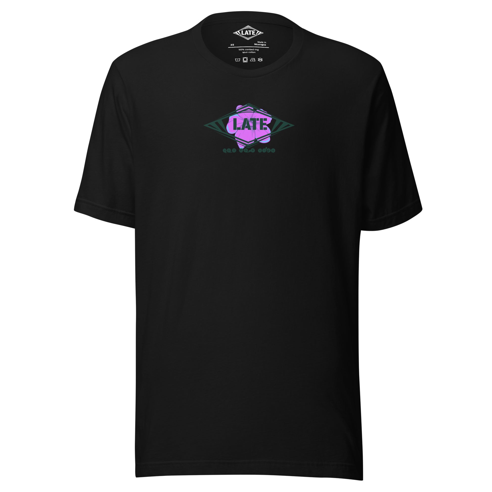 T-Shirt skate dark psychédélique de face avec motif floral texte not for kids t-shirt unisex de couleur noir 