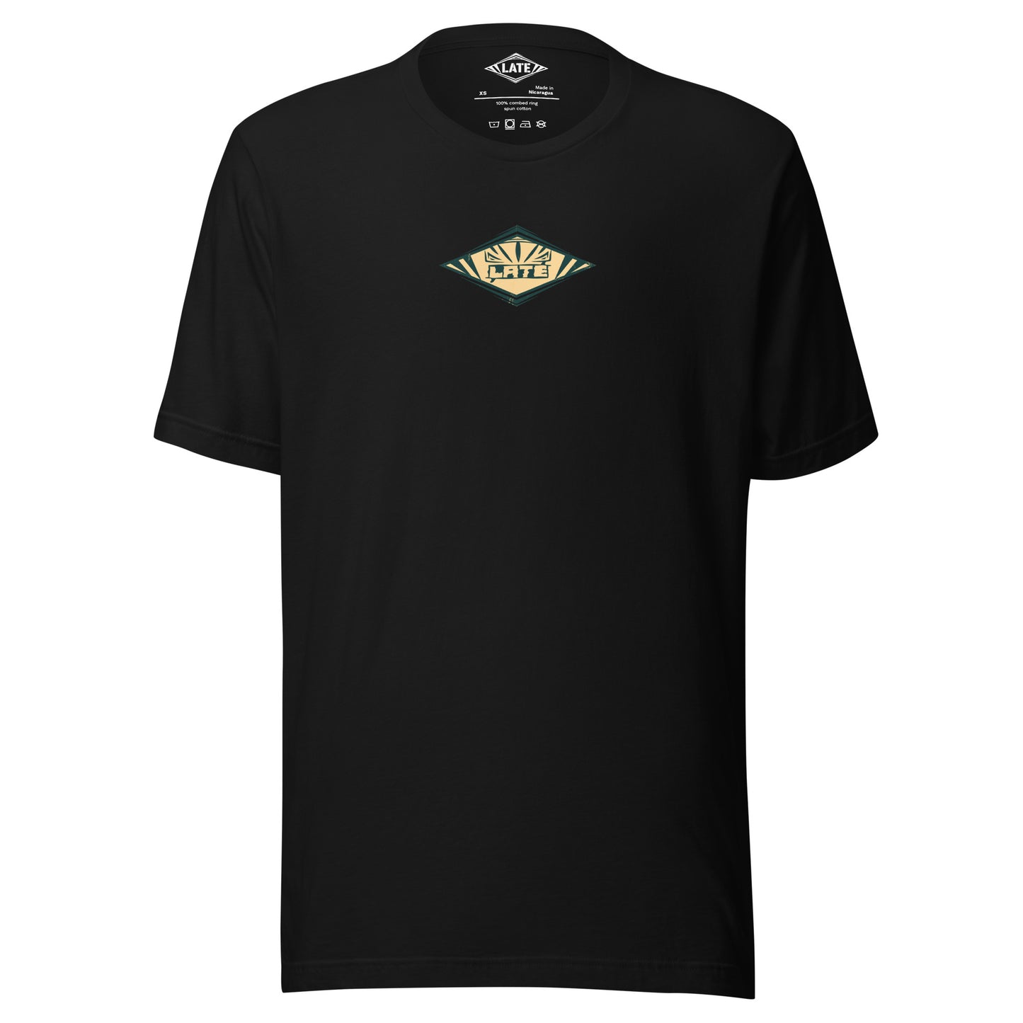 T-Shirt rétro Radical Wave, inspiration maori et vagues des spots mondiaux. Tee shirt unisexe de face noir
