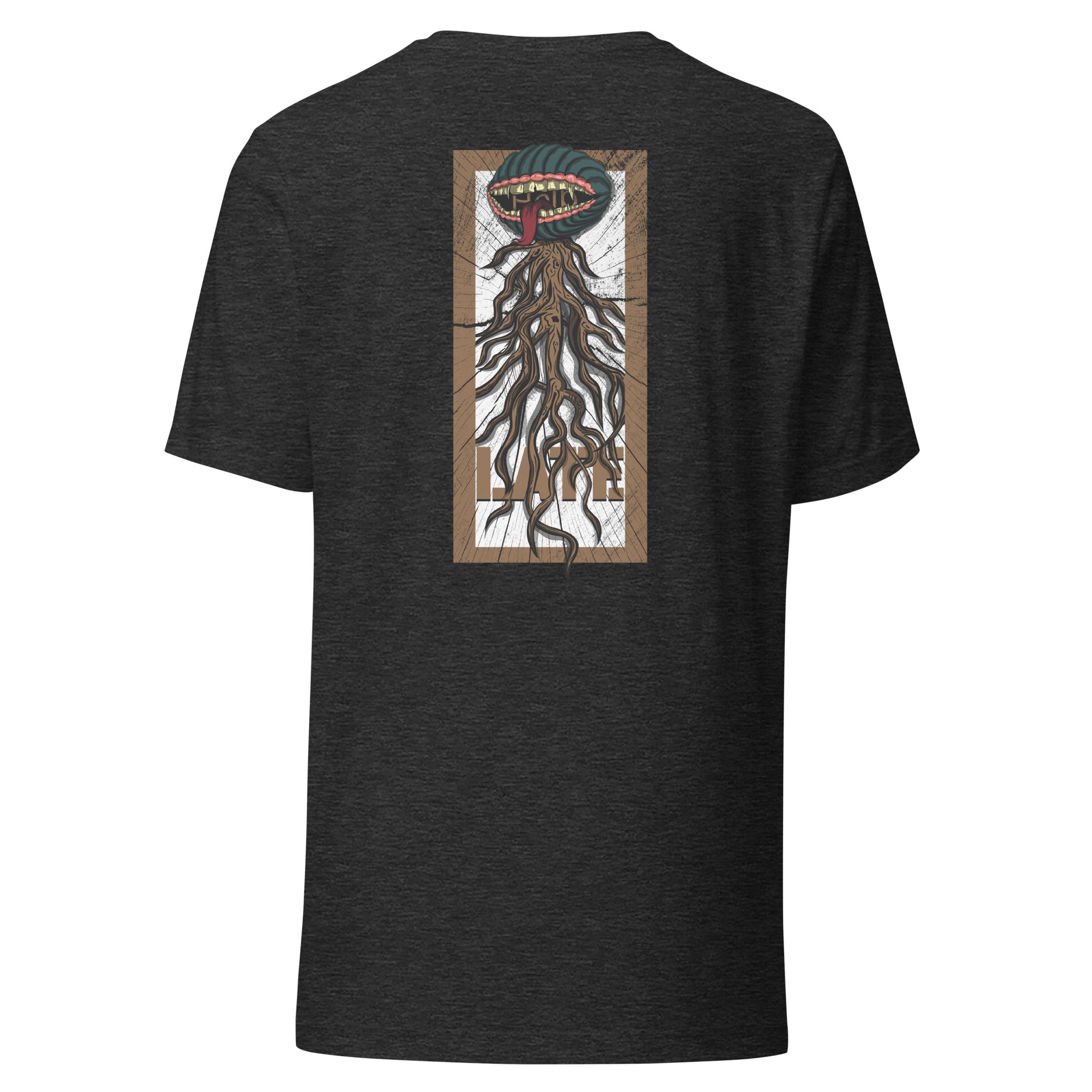 T-shirt style santacruz skateboarding plante carnivore effet bois tshirt unisex dos couleur gris foncé