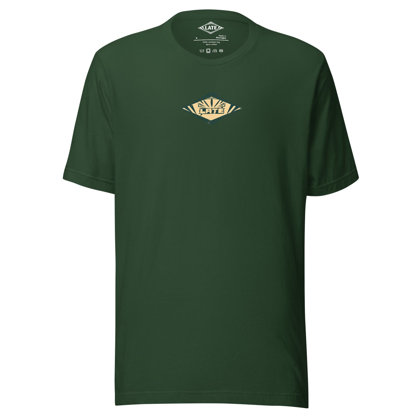 T-Shirt rétro Radical Wave, inspiration maori et vagues des spots mondiaux. Tee shirt unisexe de face vert foret