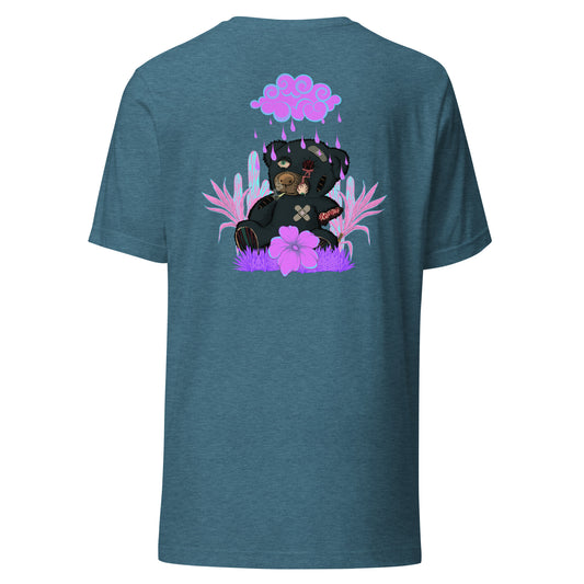 T-Shirt trasher not for kids effet néon weed et motif floral t-shirt de face unisex couleur bleu gris