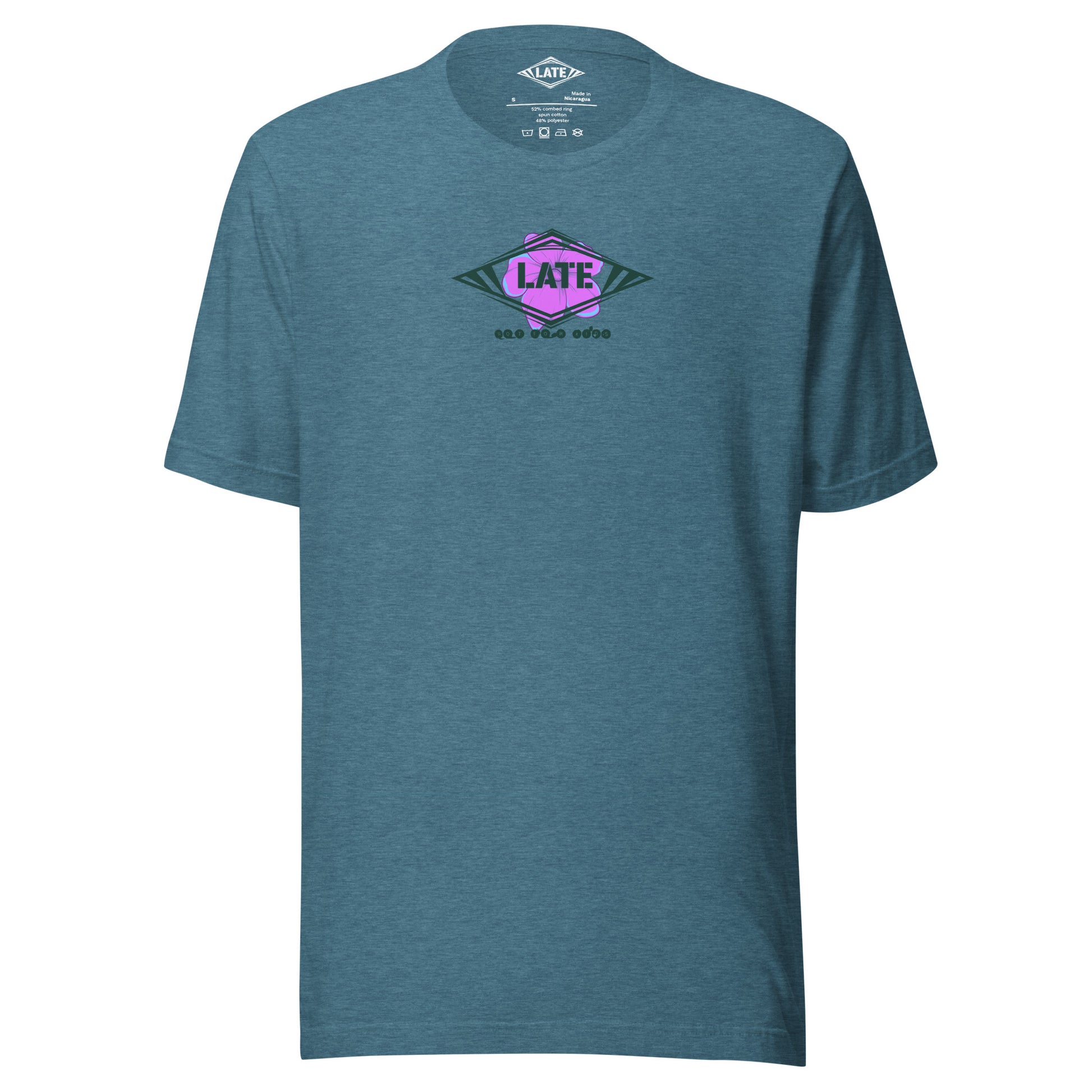 T-Shirt skate dark psychédélique de face avec motif floral texte not for kids t-shirt unisex de couleur bleu gris