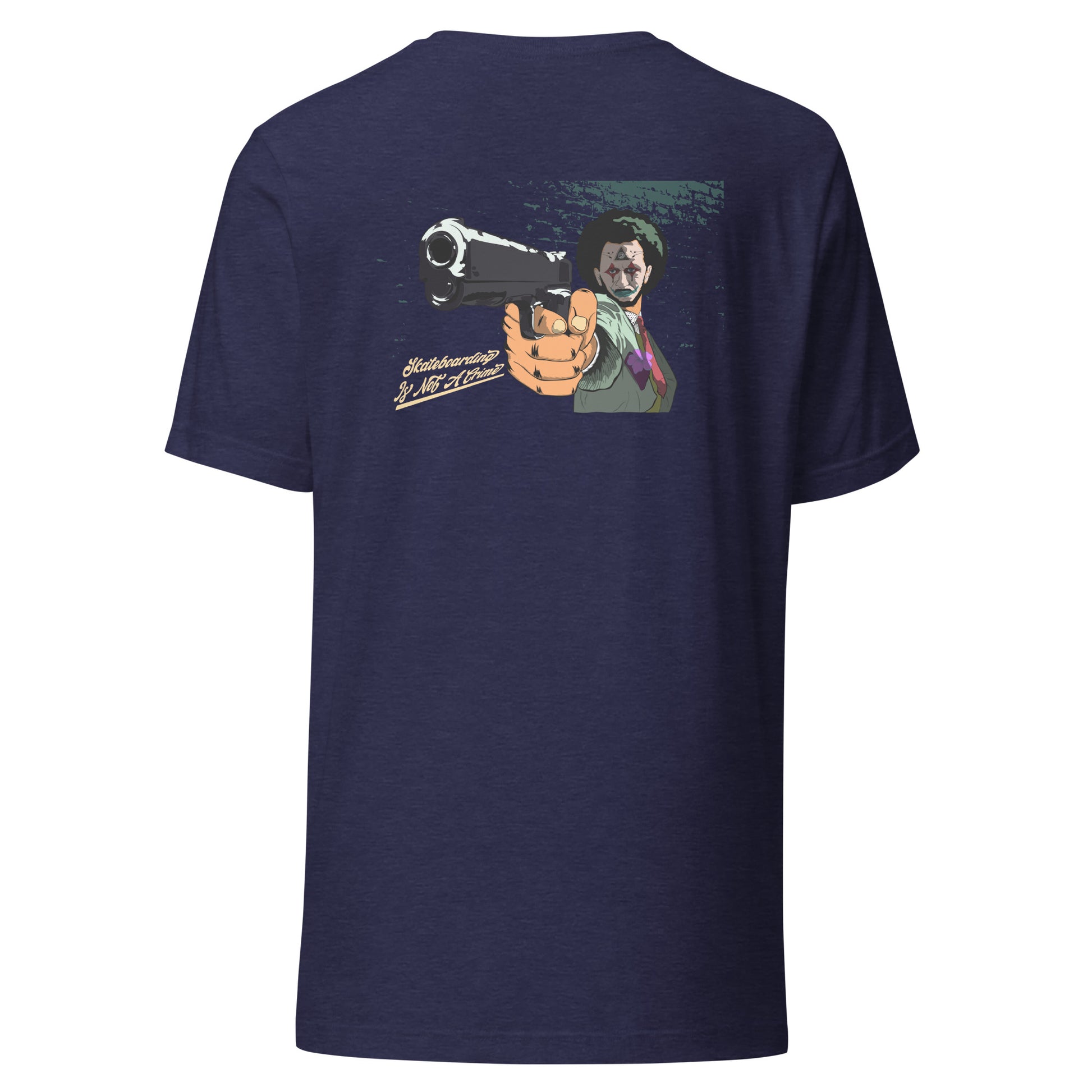 T-Shirt Skateboarding Is Not A Crime design joker dos tshirt couleur bleu nuit
