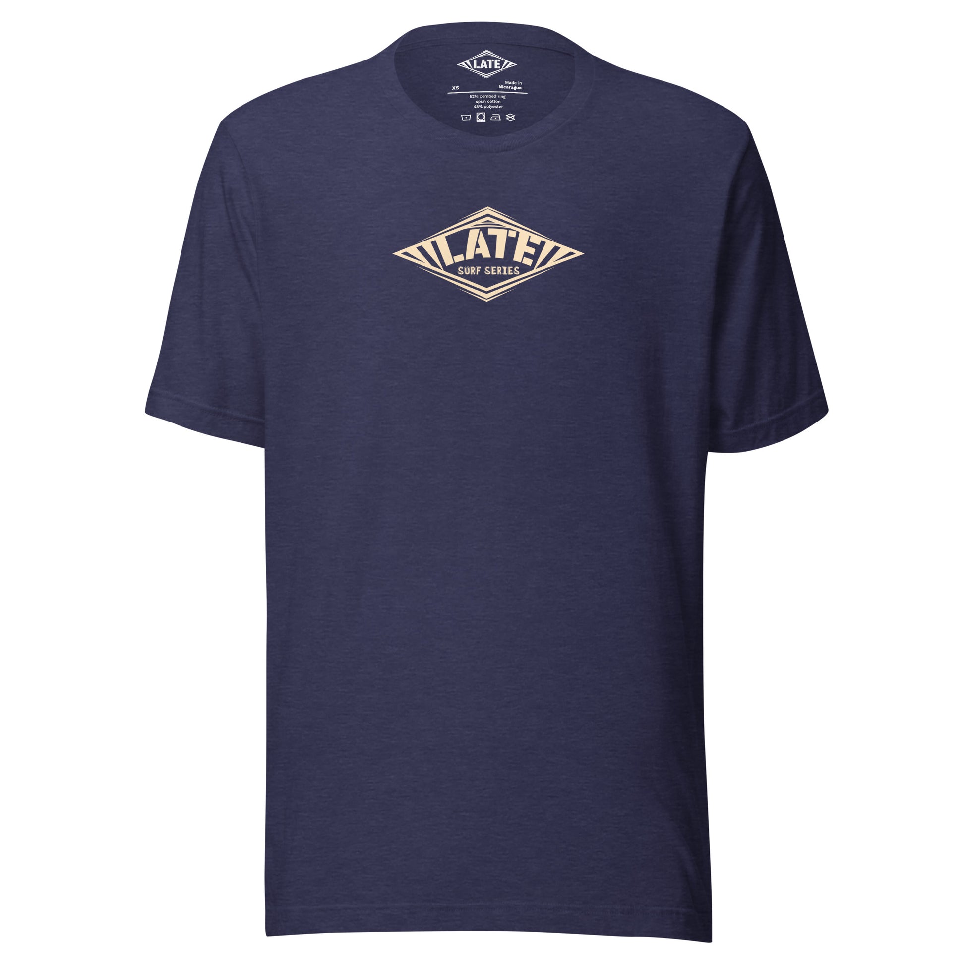 T-Shirt Take On The Elements style hurley texte surf series, et logo Late tshirt de face couleur bleu nuit