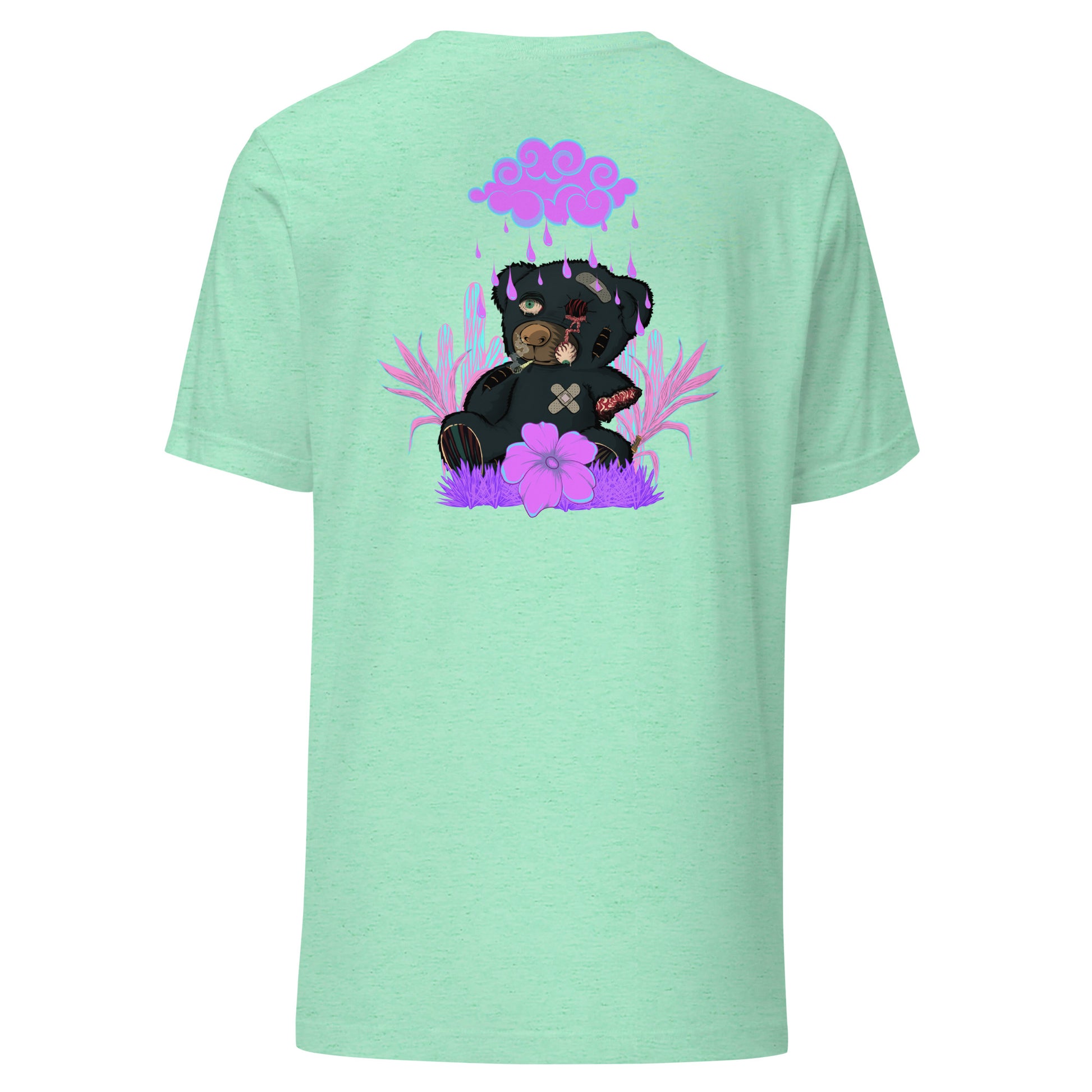 T-Shirt trasher not for kids effet néon weed et motif floral t-shirt de face unisex couleur vert menthe
