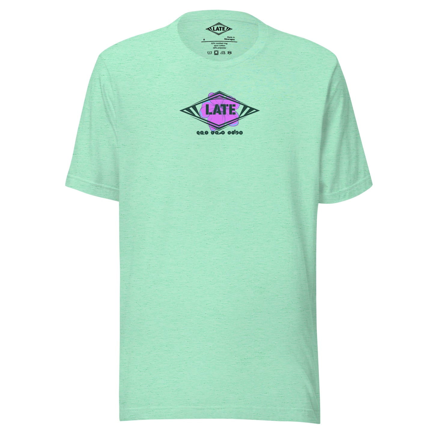 T-Shirt skate dark psychédélique de face avec motif floral texte not for kids t-shirt unisex de couleur vert menthe