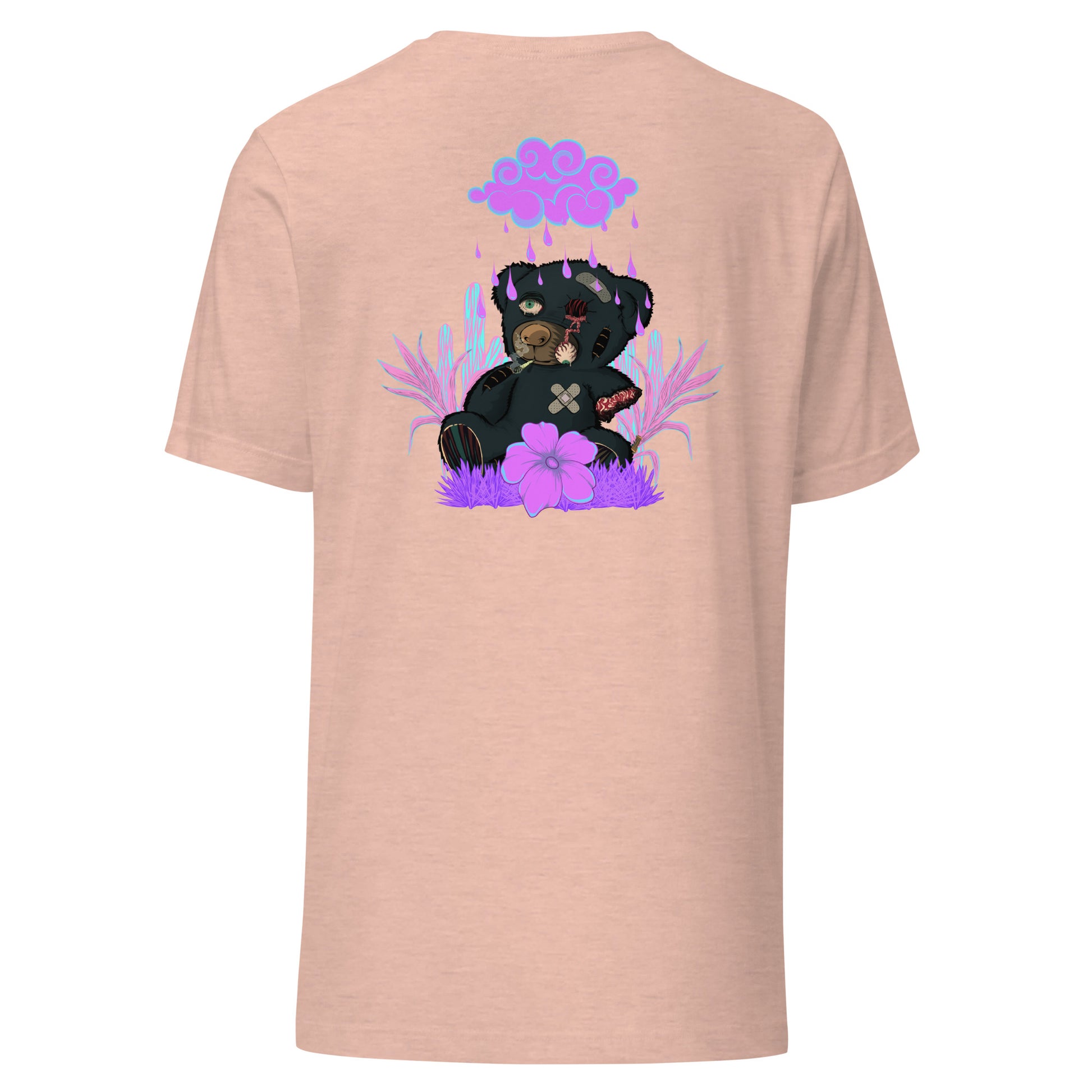 T-Shirt trasher not for kids effet néon weed et motif floral t-shirt de face unisex couleur rose peche
