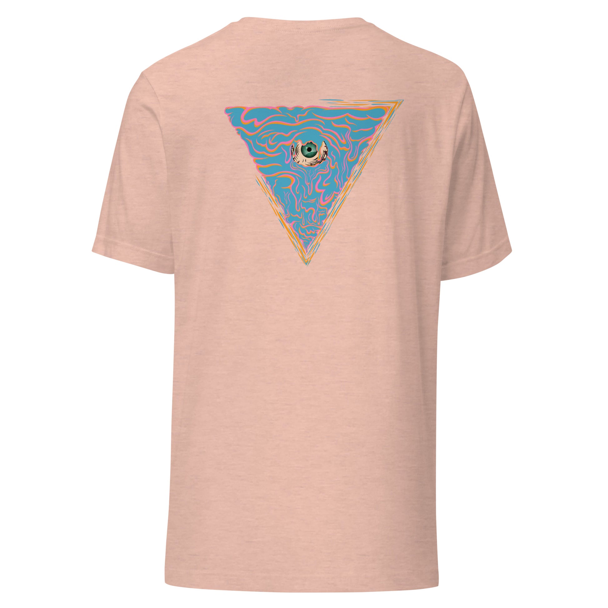 T-Shirt skateboard poison effet sable et vague, oeil trasher. Tshirt unisex de dos couleur rose