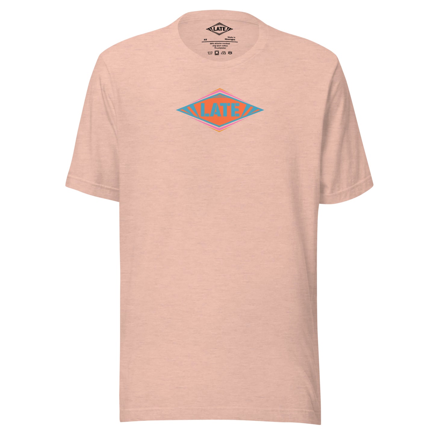 T-Shirt skateboard logo Late coloré bleu orange et violet, t-shirt unisex couleur rose
