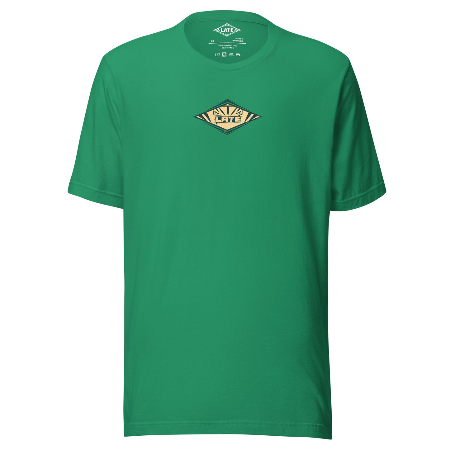 T-Shirt rétro Radical Wave, inspiration maori et vagues des spots mondiaux. Tee shirt unisexe de face vert kelly