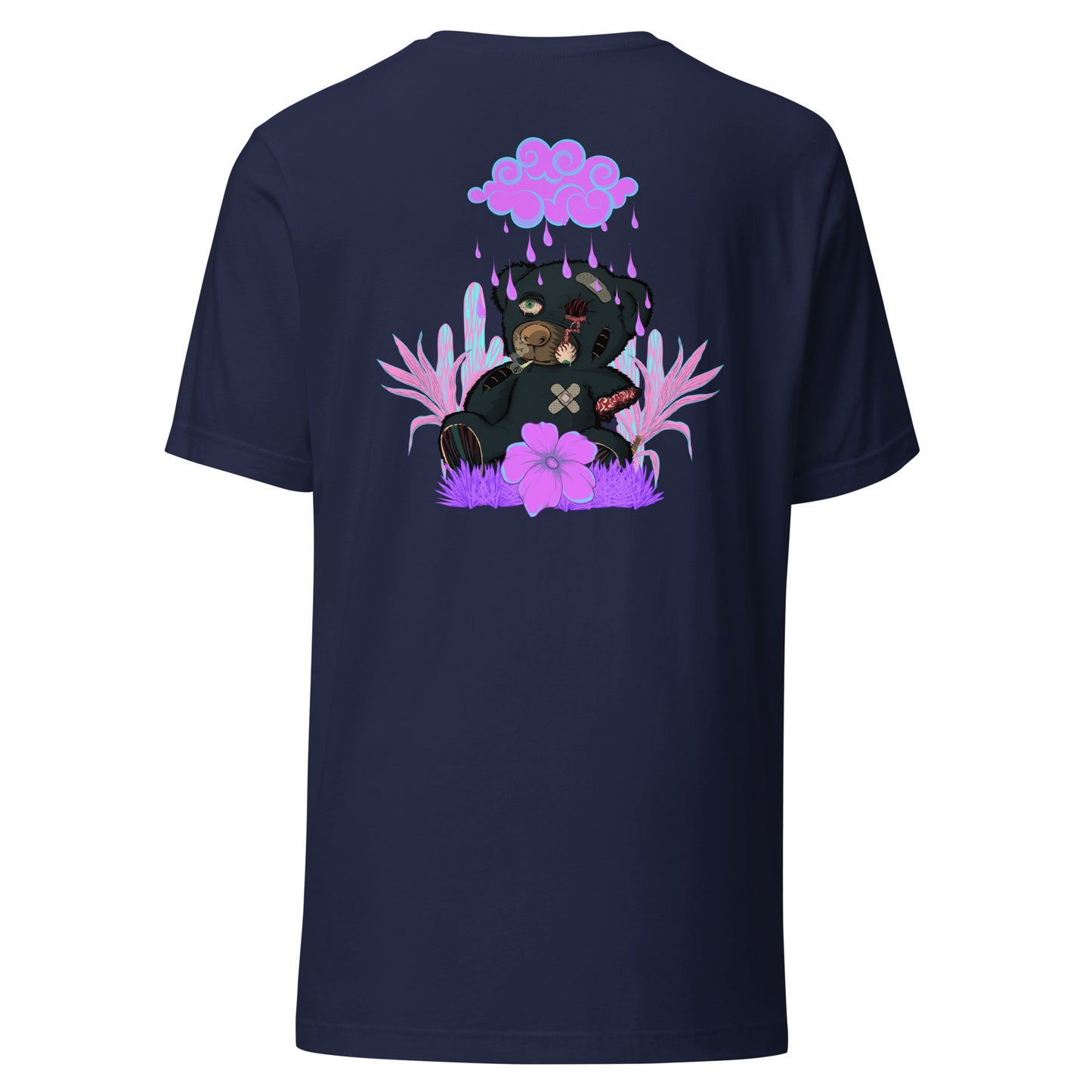 T-Shirt trasher not for kids effet néon weed et motif floral t-shirt de face unisex couleur navy