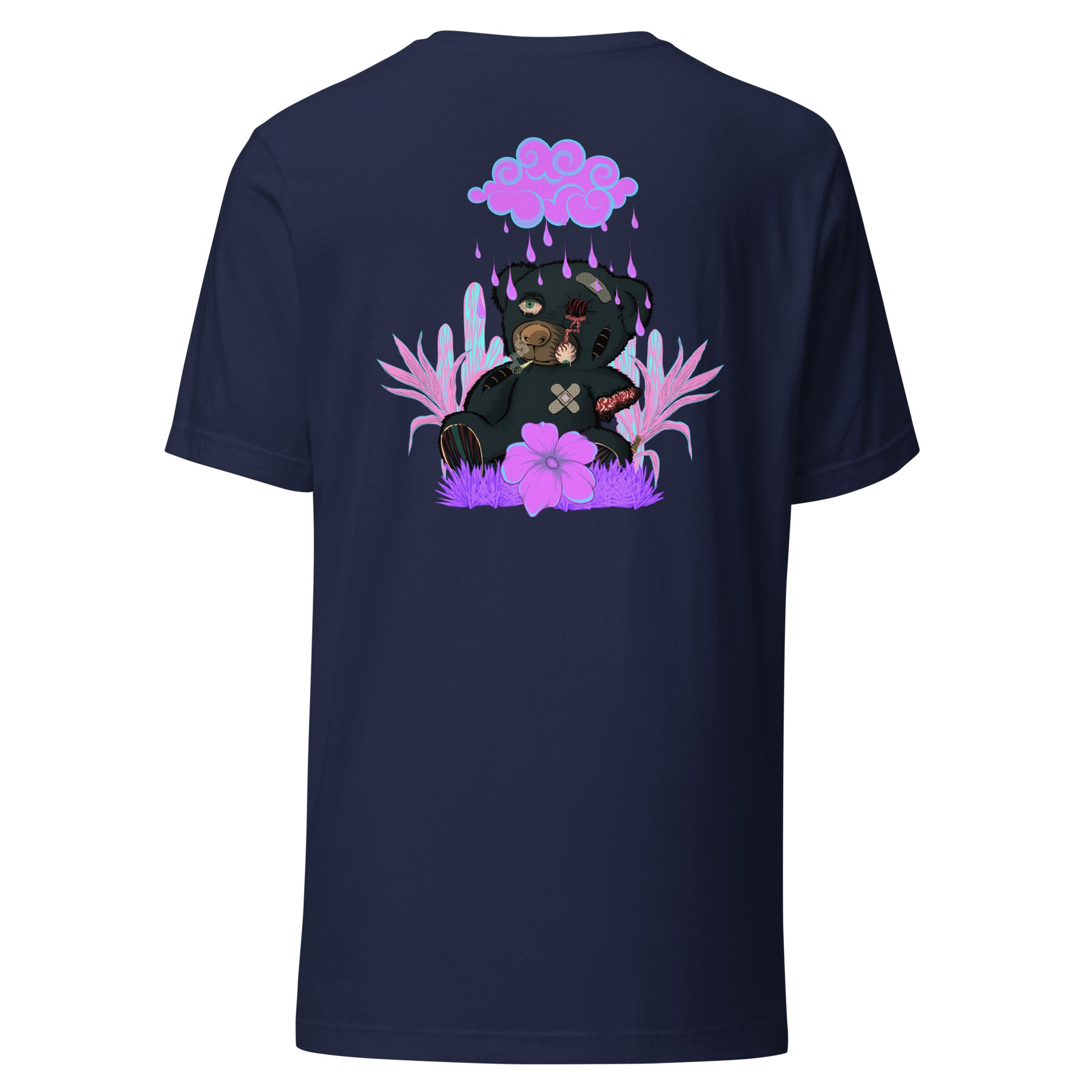 T-Shirt trasher not for kids effet néon weed et motif floral t-shirt de face unisex couleur navy