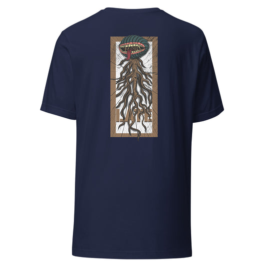 T-shirt style santacruz skateboarding plante carnivore effet bois tshirt unisex dos couleur navy