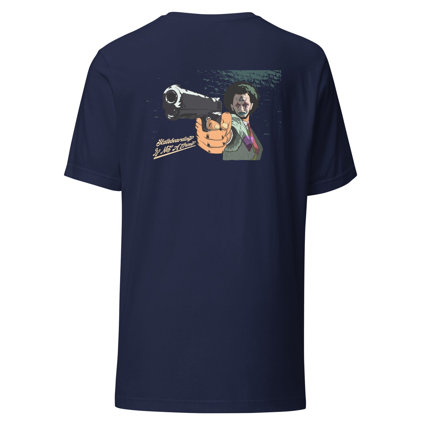 T-Shirt Skateboarding Is Not A Crime design joker dos tshirt couleur navy