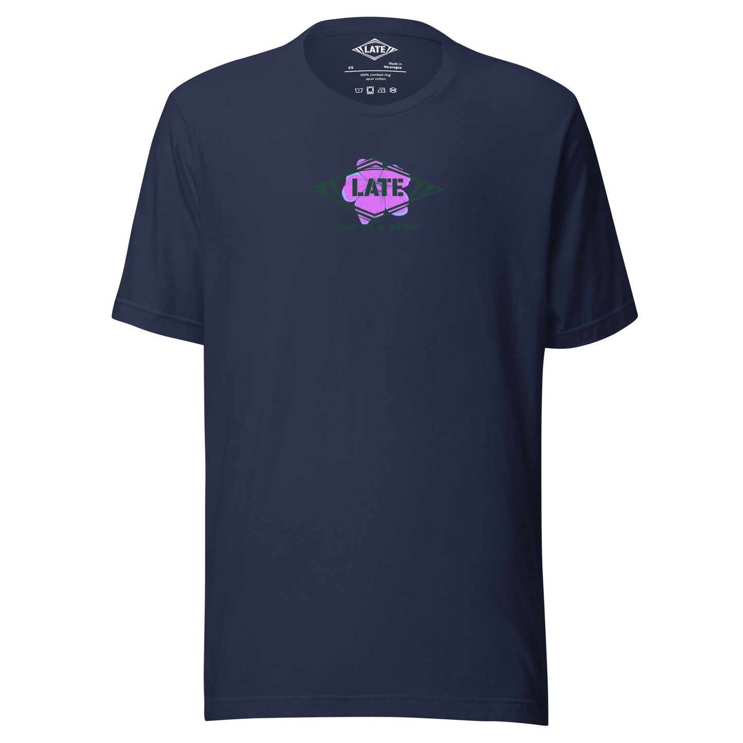 T-Shirt skate dark psychédélique de face avec motif floral texte not for kids t-shirt unisex de couleur navy