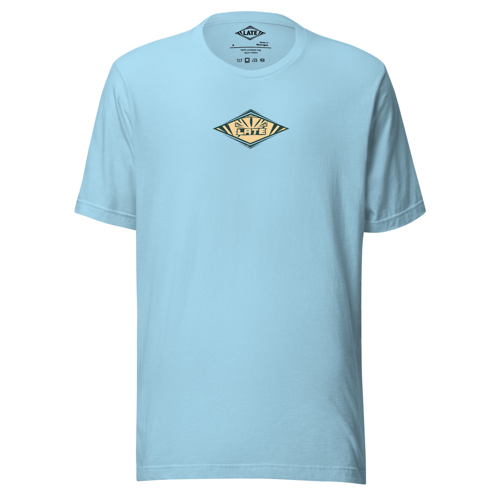 T-Shirt rétro Radical Wave, inspiration maori et vagues des spots mondiaux. Tee shirt unisexe de face bleu océan