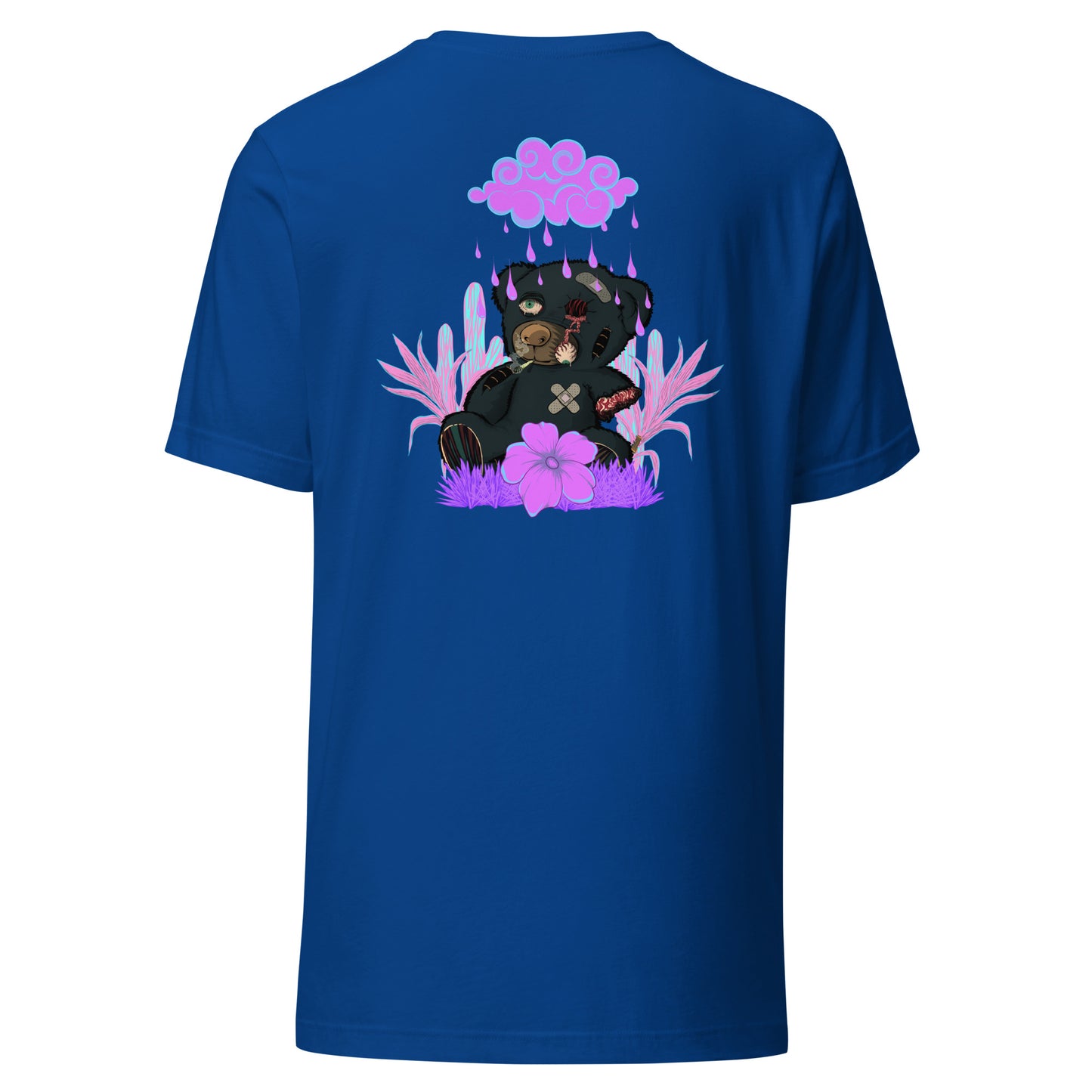 T-Shirt trasher not for kids effet néon weed et motif floral t-shirt de face unisex couleur bleu royal