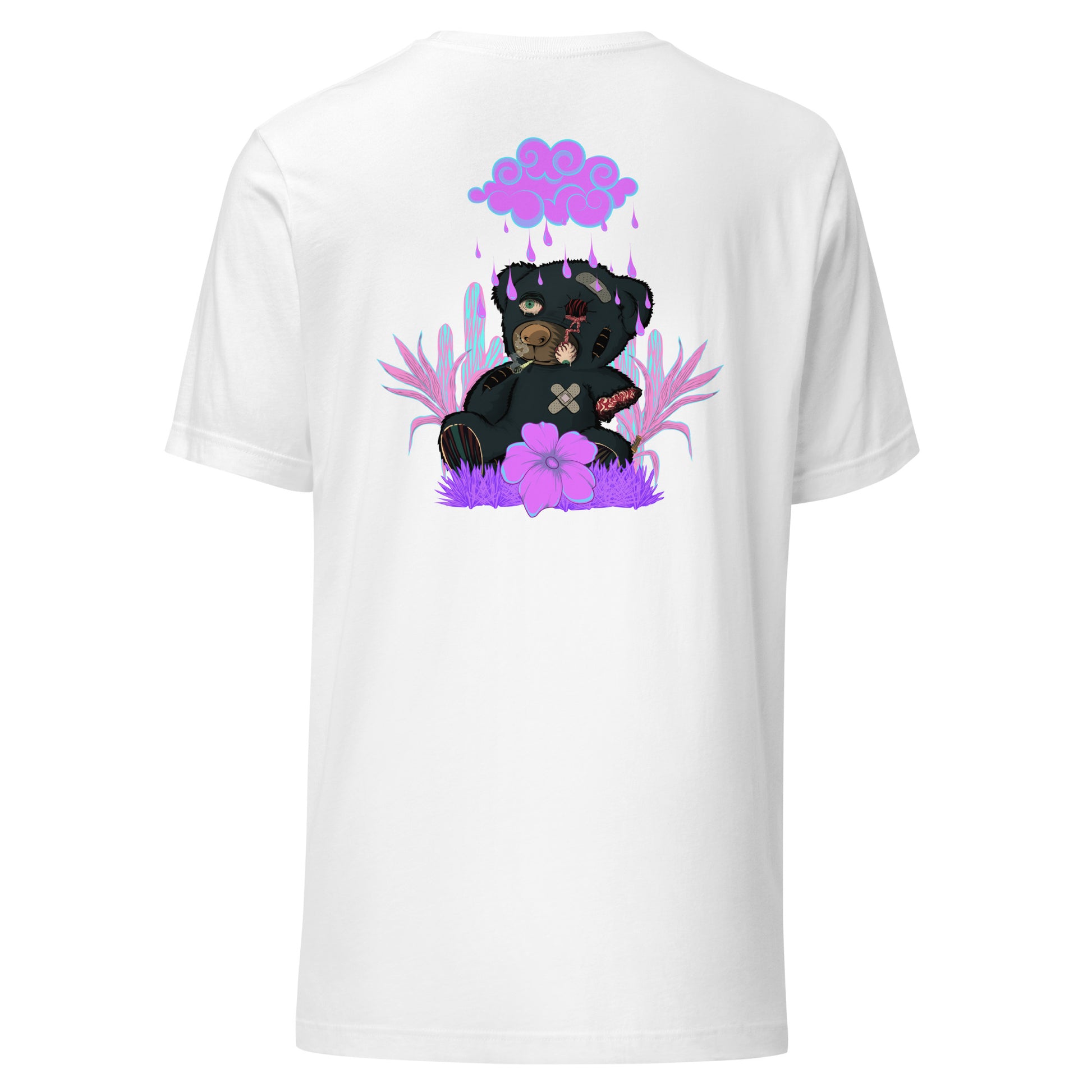 T-Shirt trasher not for kids effet néon weed et motif floral t-shirt de face unisex couleur blanc