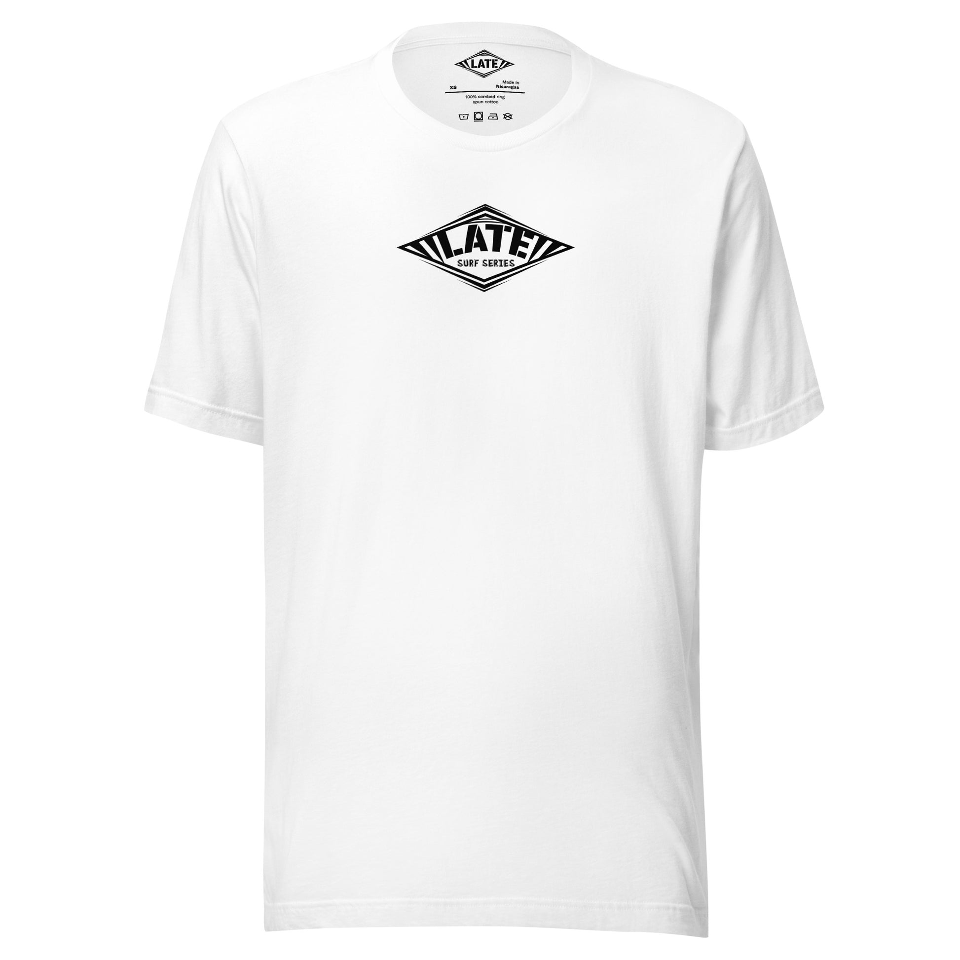 T-Shirt Take On The Elements style hurley texte surf series, et logo Late tshirt de face couleur blanc