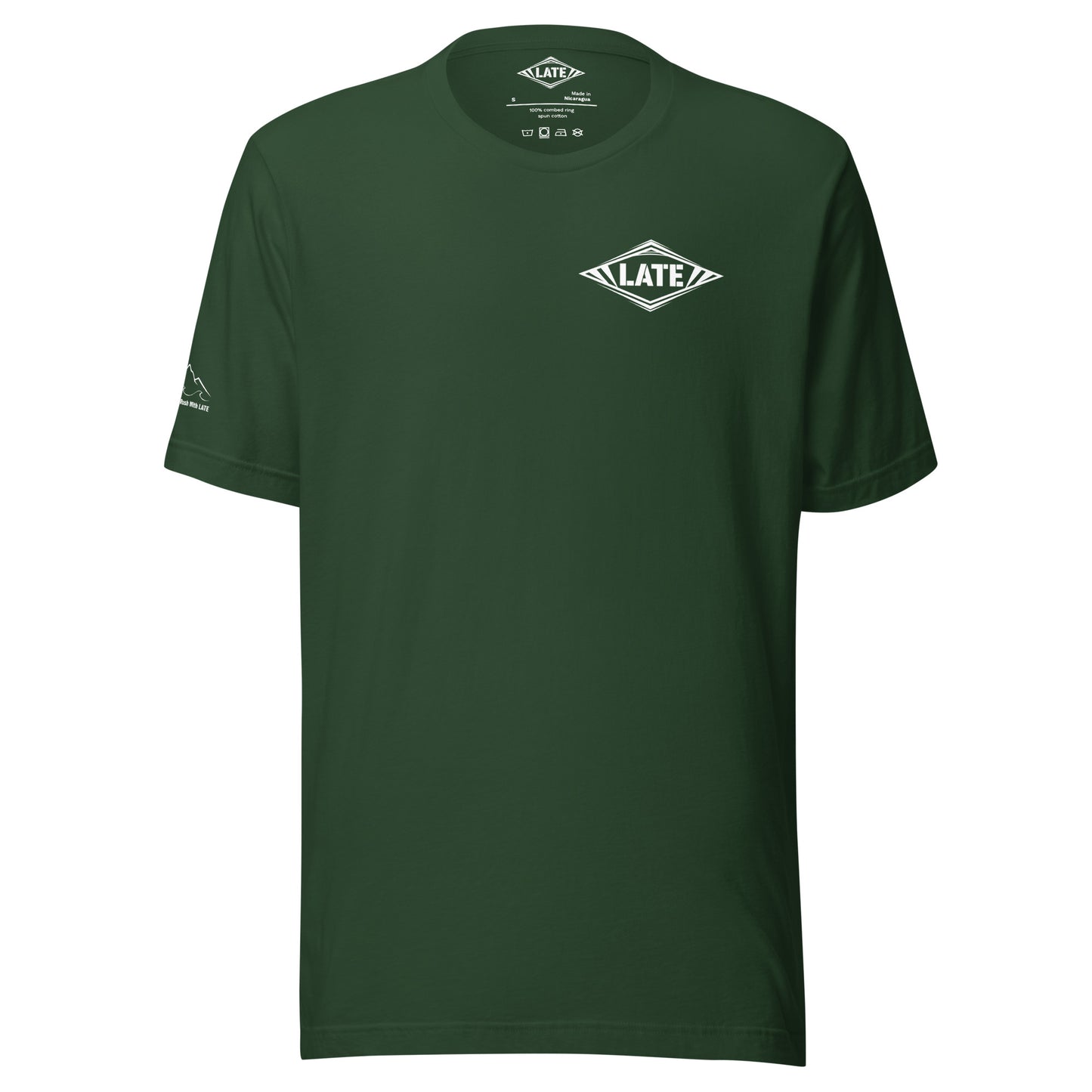 T-Shirt Surf vintage unisex avec logo Late vert foret